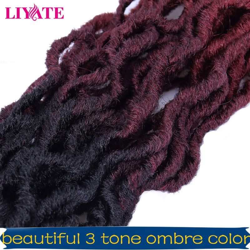 Liyate 14 Inch Goddess Faux locs Crochet Hair 6 Packs/Lot Soft Gypsy Locs Wavy Crochet Braids Dreadlocks 3 Tone Curly Wavy Twist Braiding Hair Extensions African Roots Braidï¼ˆ#1B/99j/530) - Image 5